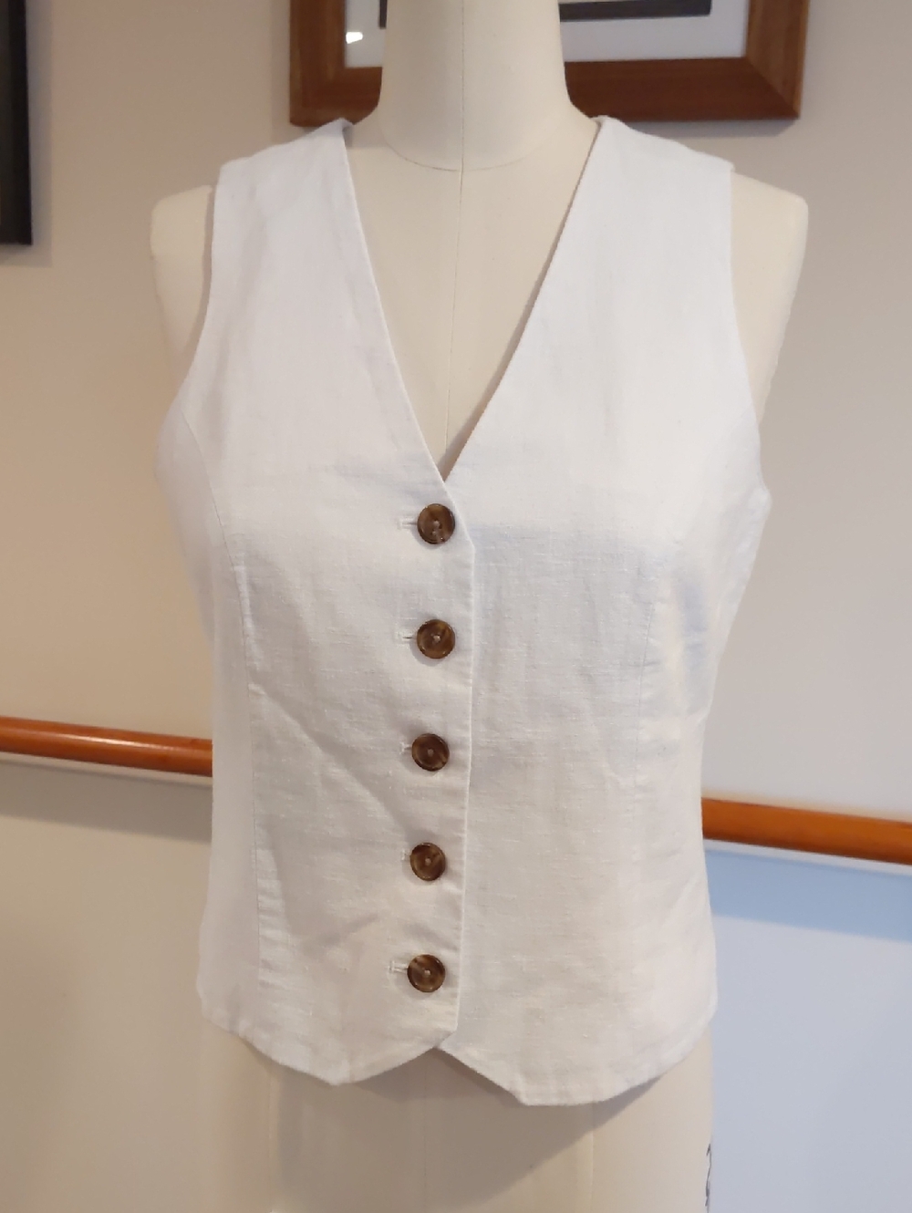 NWT! J. Crew Factory White Linen-Blend Button Vest Top